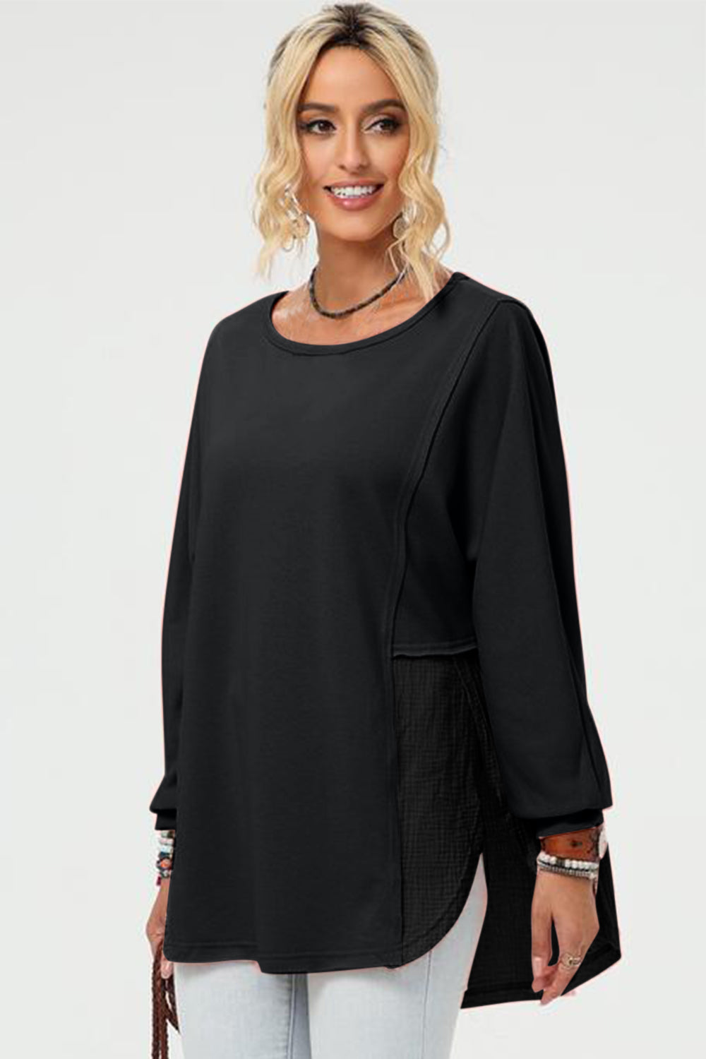 "Double Take" Long Sleeve High-Low T-Shirt