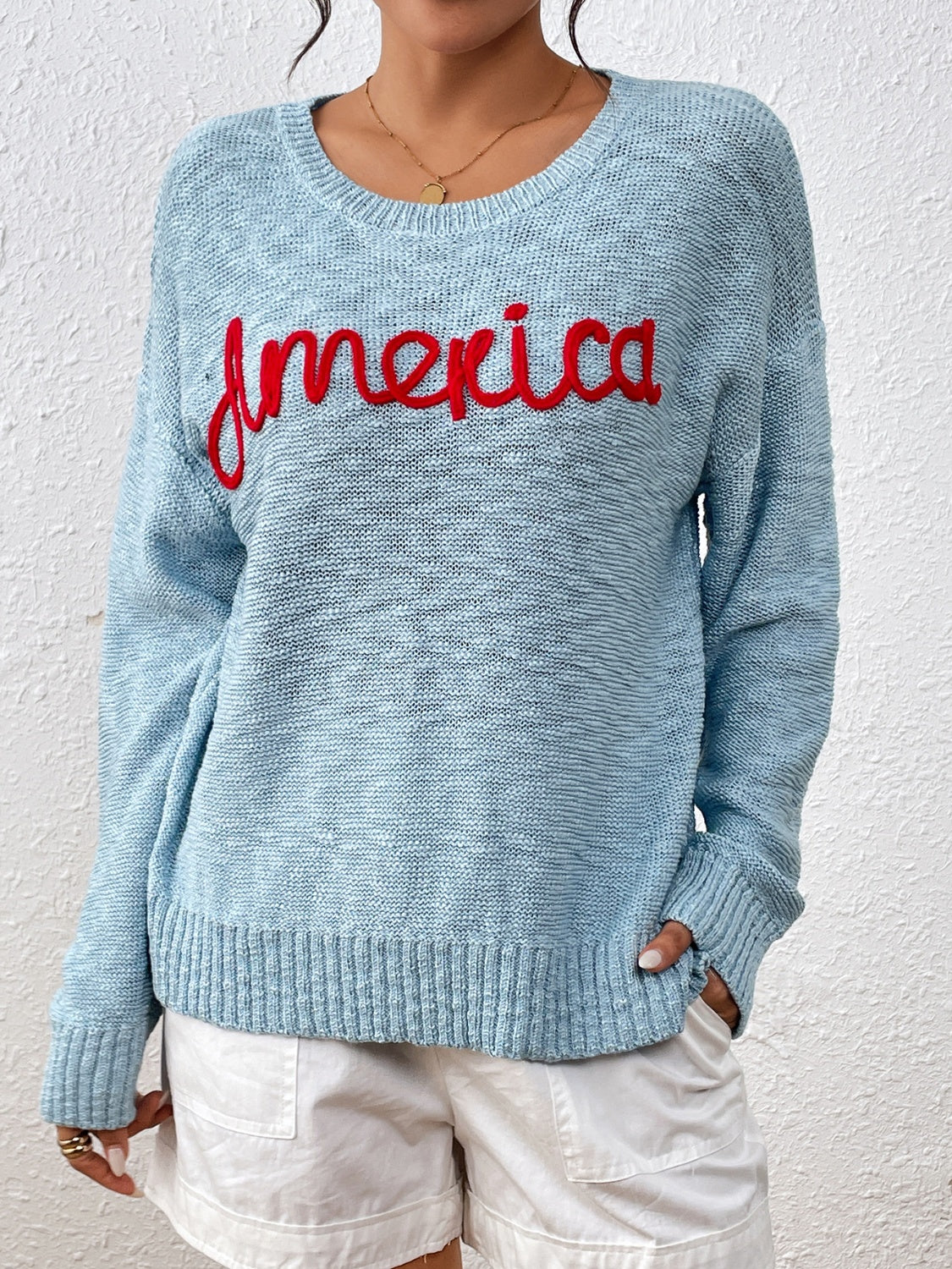 "America" Long Sleeve Sweater