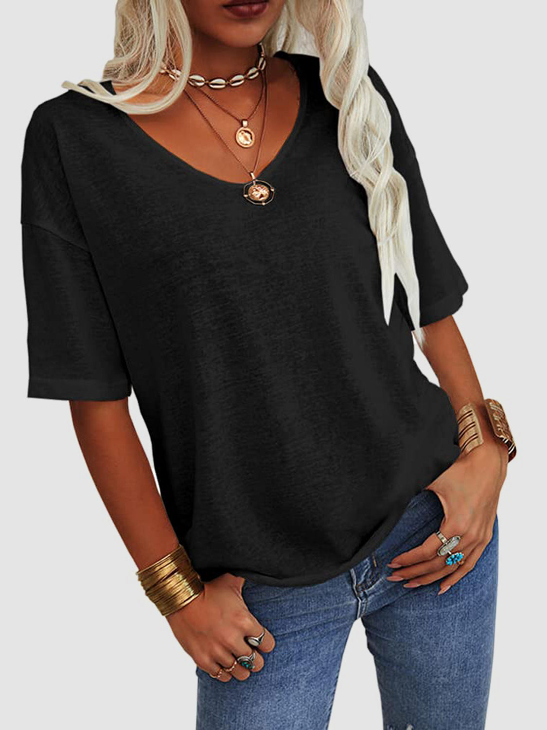V-Neck Half Sleeve T-Shirt