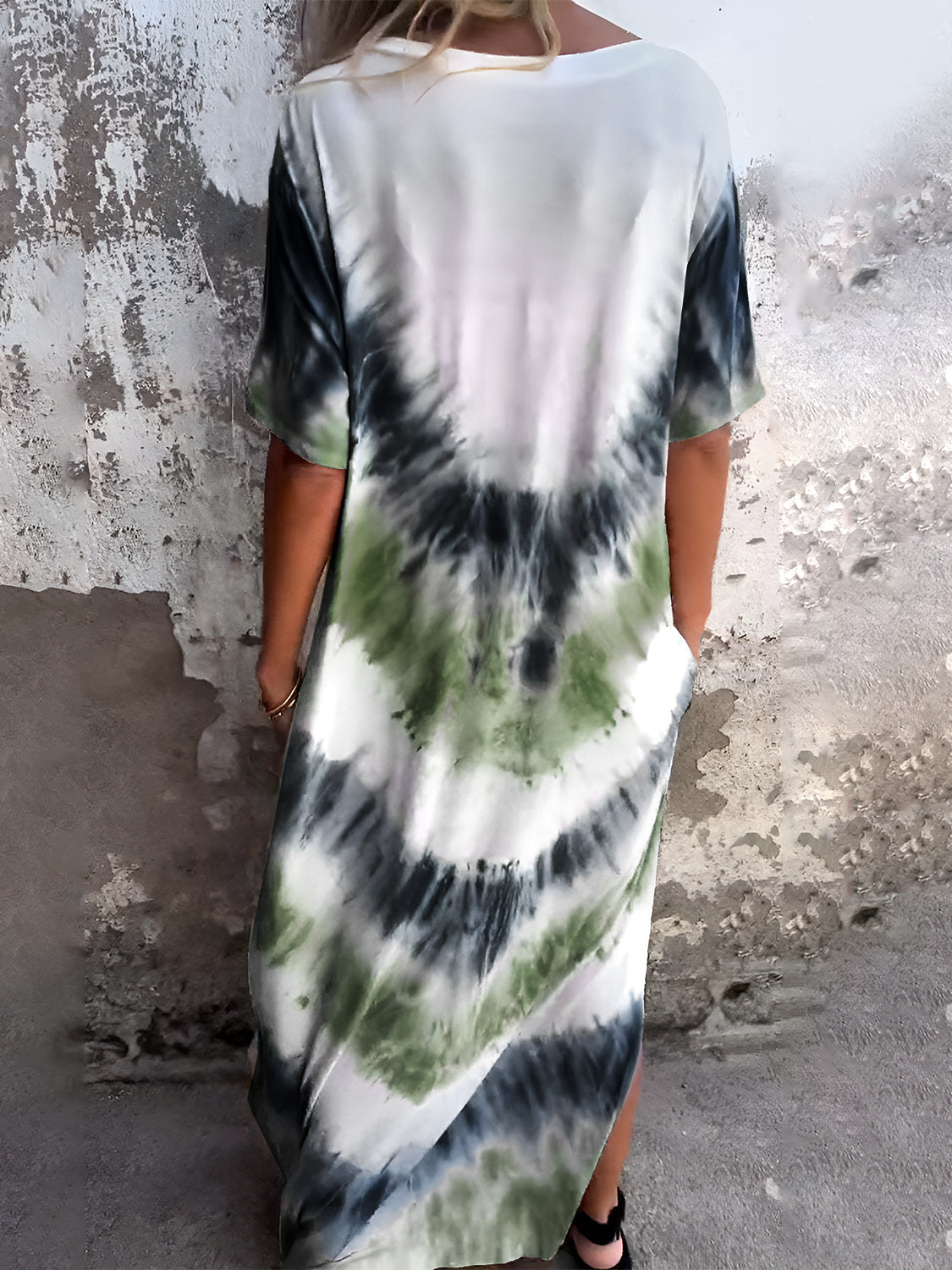 Tie-Dye Short Sleeve Maxi Dress