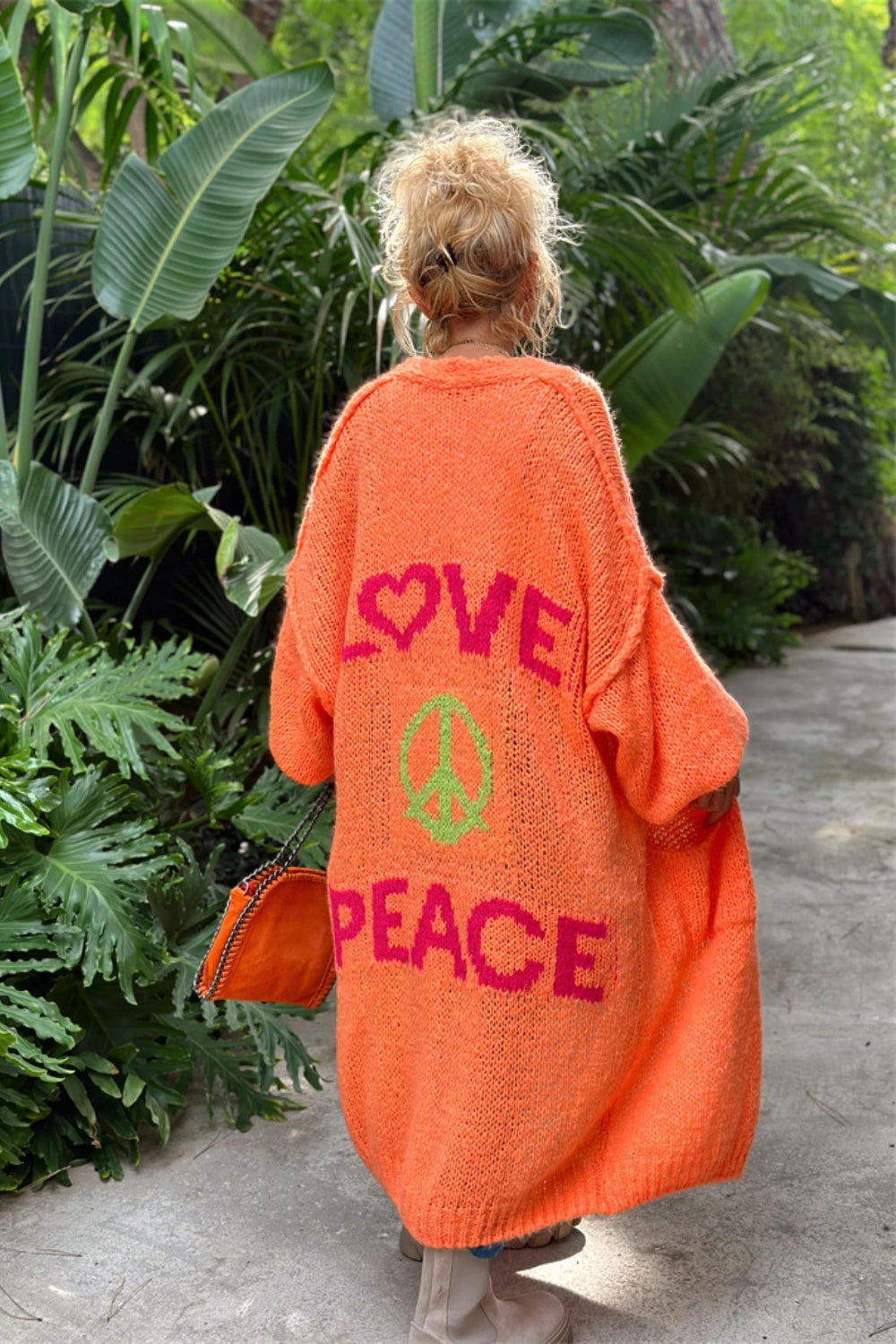 "Love & Peace" Boho Bulky Long Sleeve Cardigan