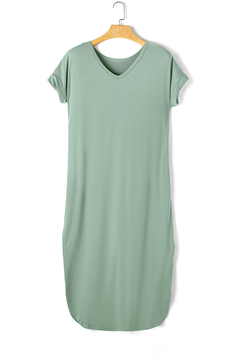 V Neck Maxi T-shirt Dress with Pockets