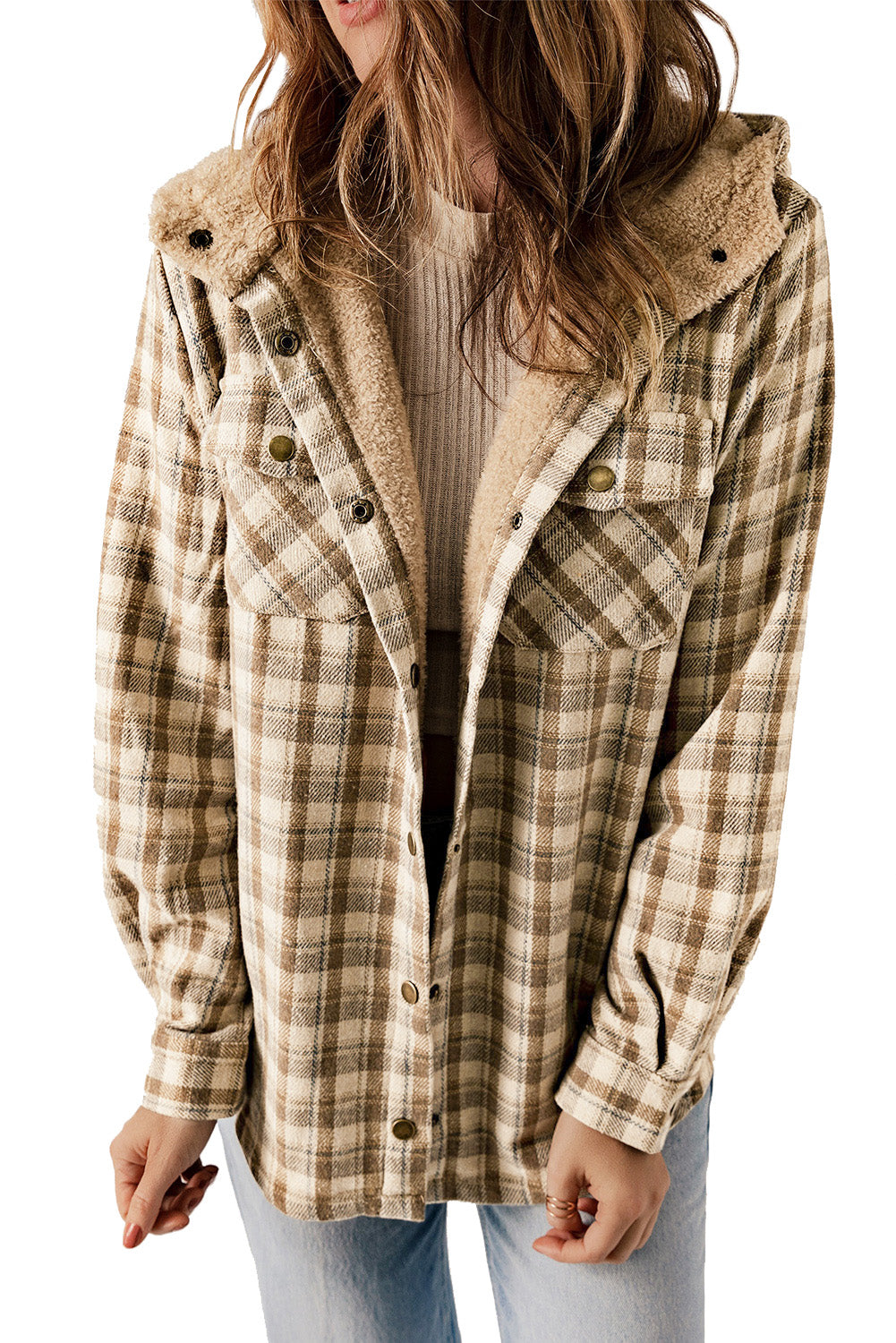 Sherpa Lined Hooded Flannel Jacket