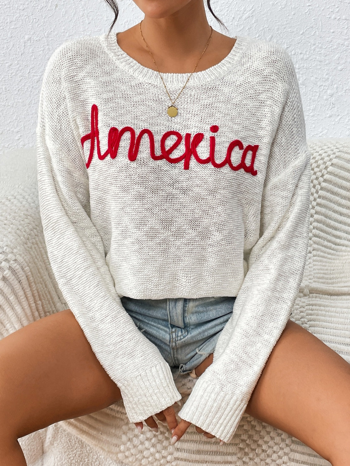 "America" Long Sleeve Sweater