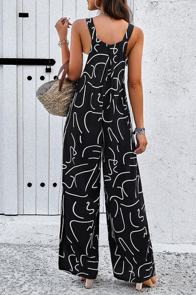 Wide Strap Jumpsuit with Pockets
