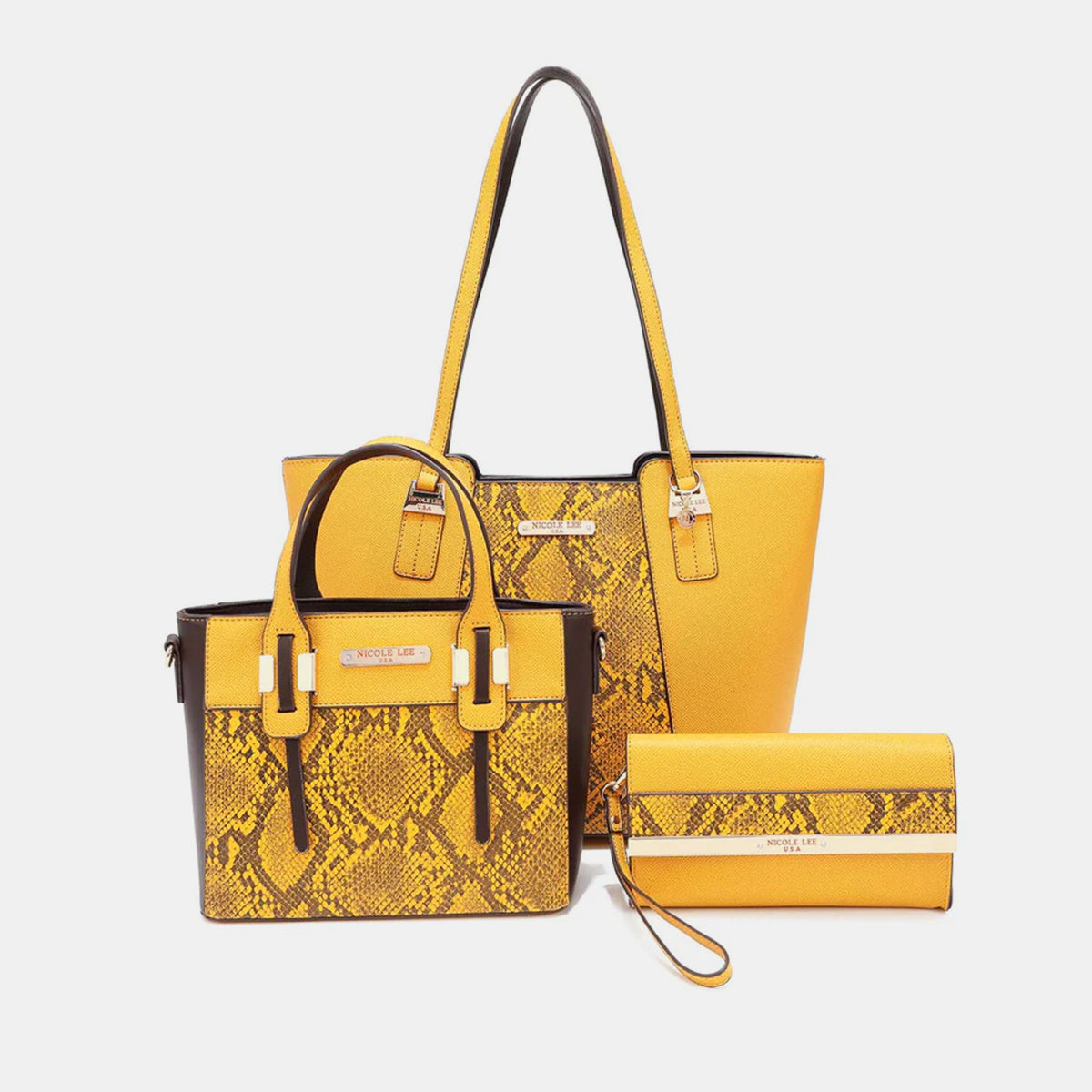 Nicole Lee 3-Piece Snake Print Handbag Set