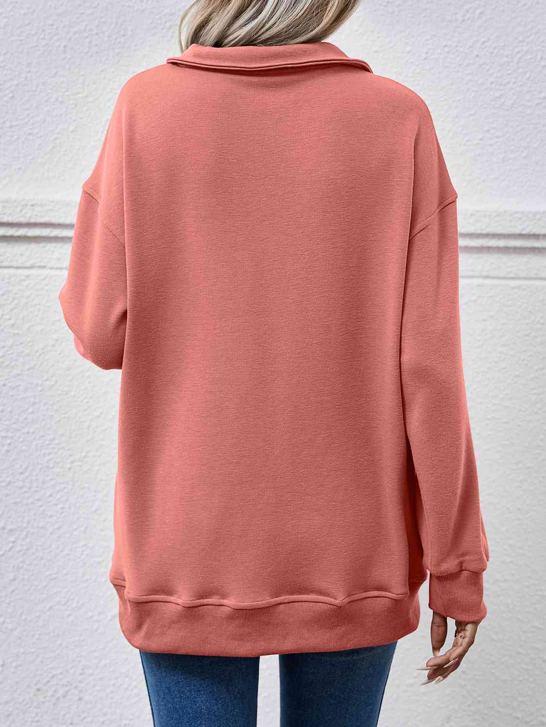 Collared, Dropped Shoulder Sweatshirt