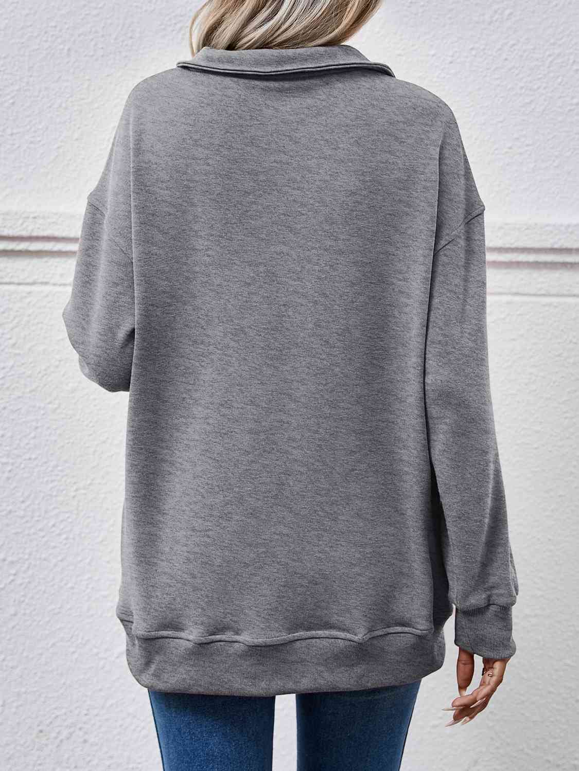 Collared, Dropped Shoulder Sweatshirt