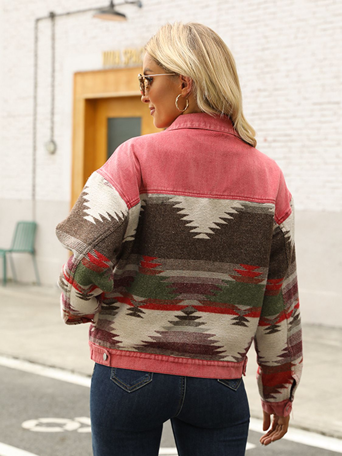 Aztec Printed Denim Jacket