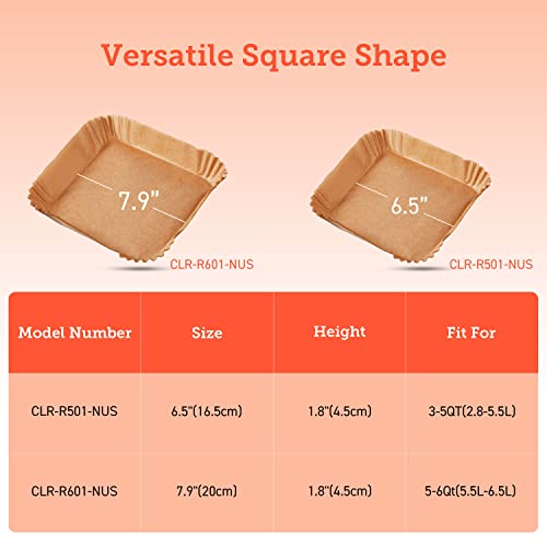 Air Fryer Liners, 100 PCS Square Disposable Paper Liners
