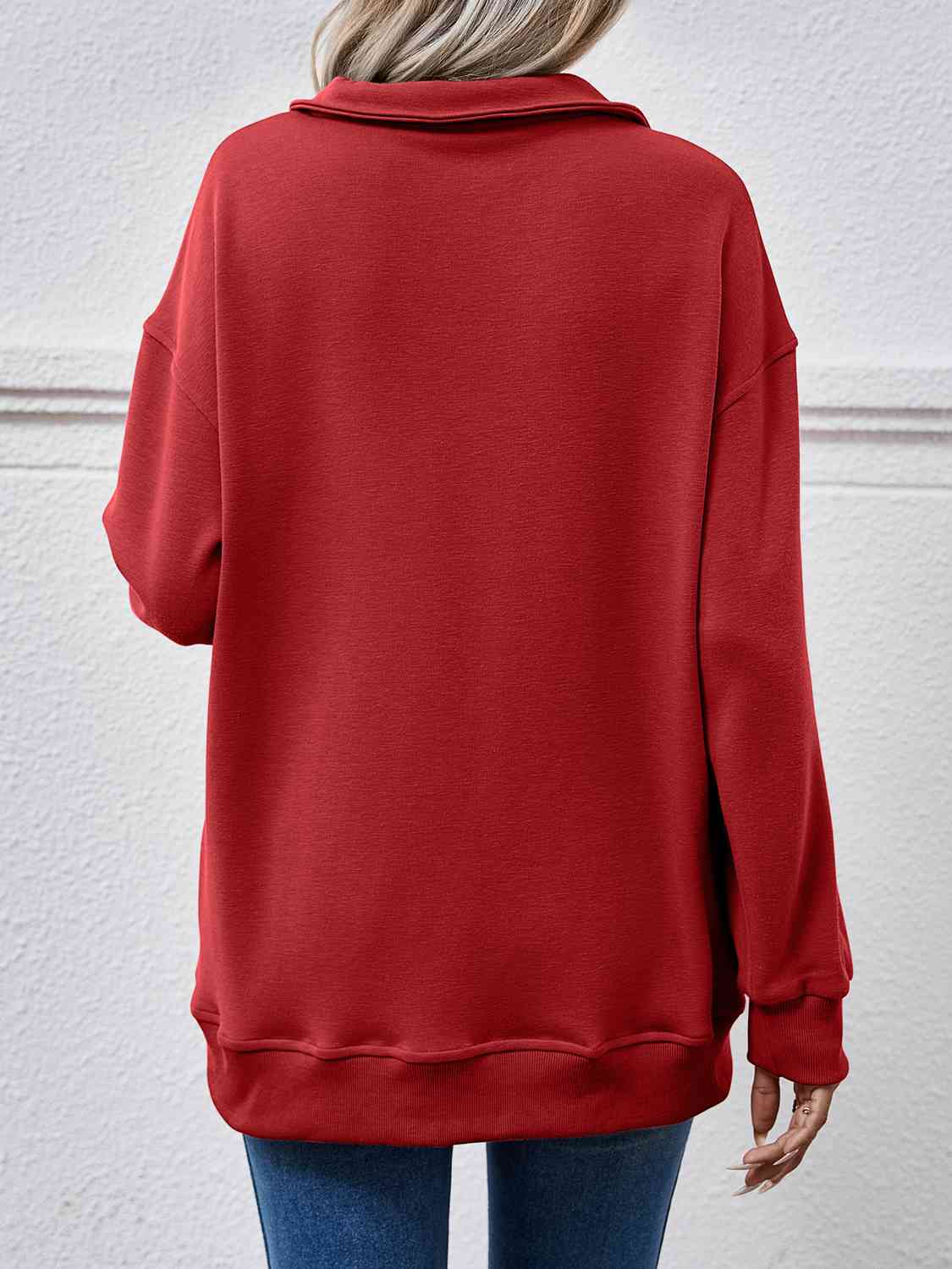 Collared, Dropped Shoulder Sweatshirt
