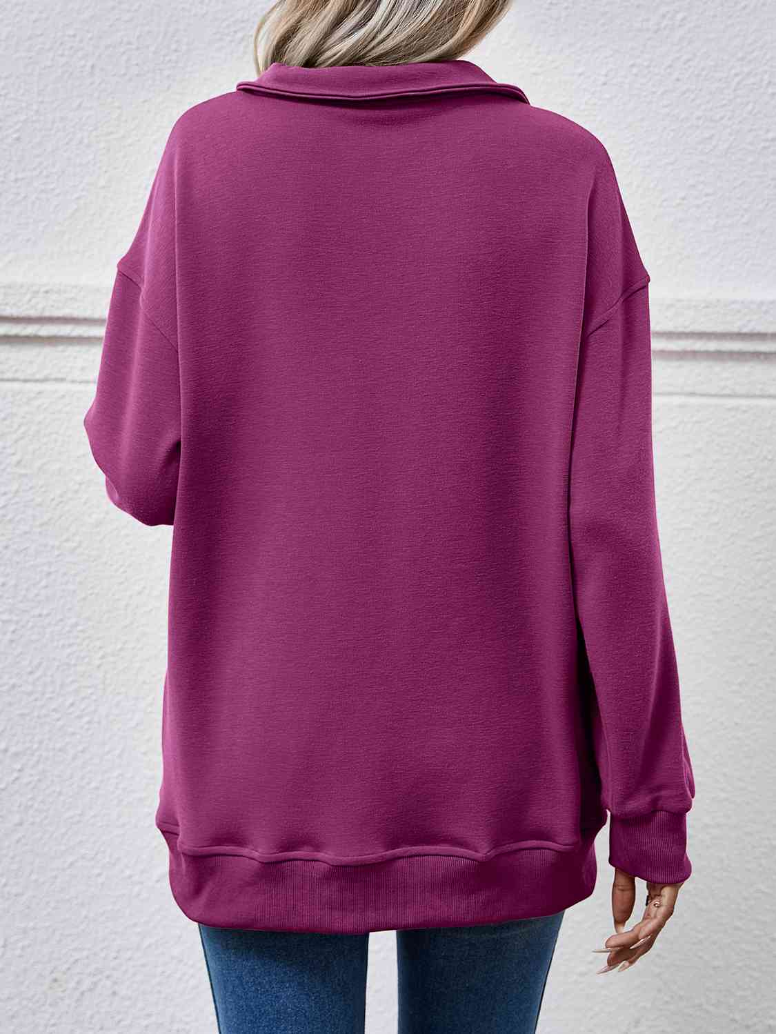 Collared, Dropped Shoulder Sweatshirt