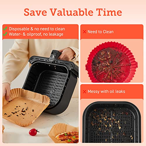 Air Fryer Liners, 100 PCS Square Disposable Paper Liners