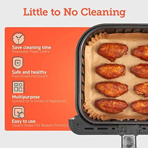 Air Fryer Liners, 100 PCS Square Disposable Paper Liners