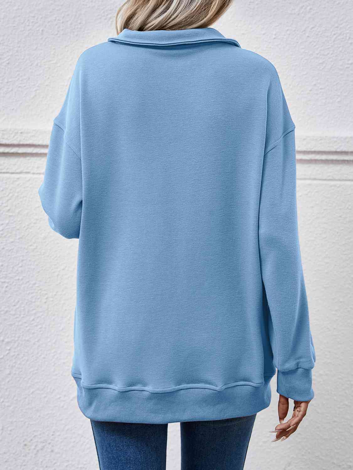 Collared, Dropped Shoulder Sweatshirt