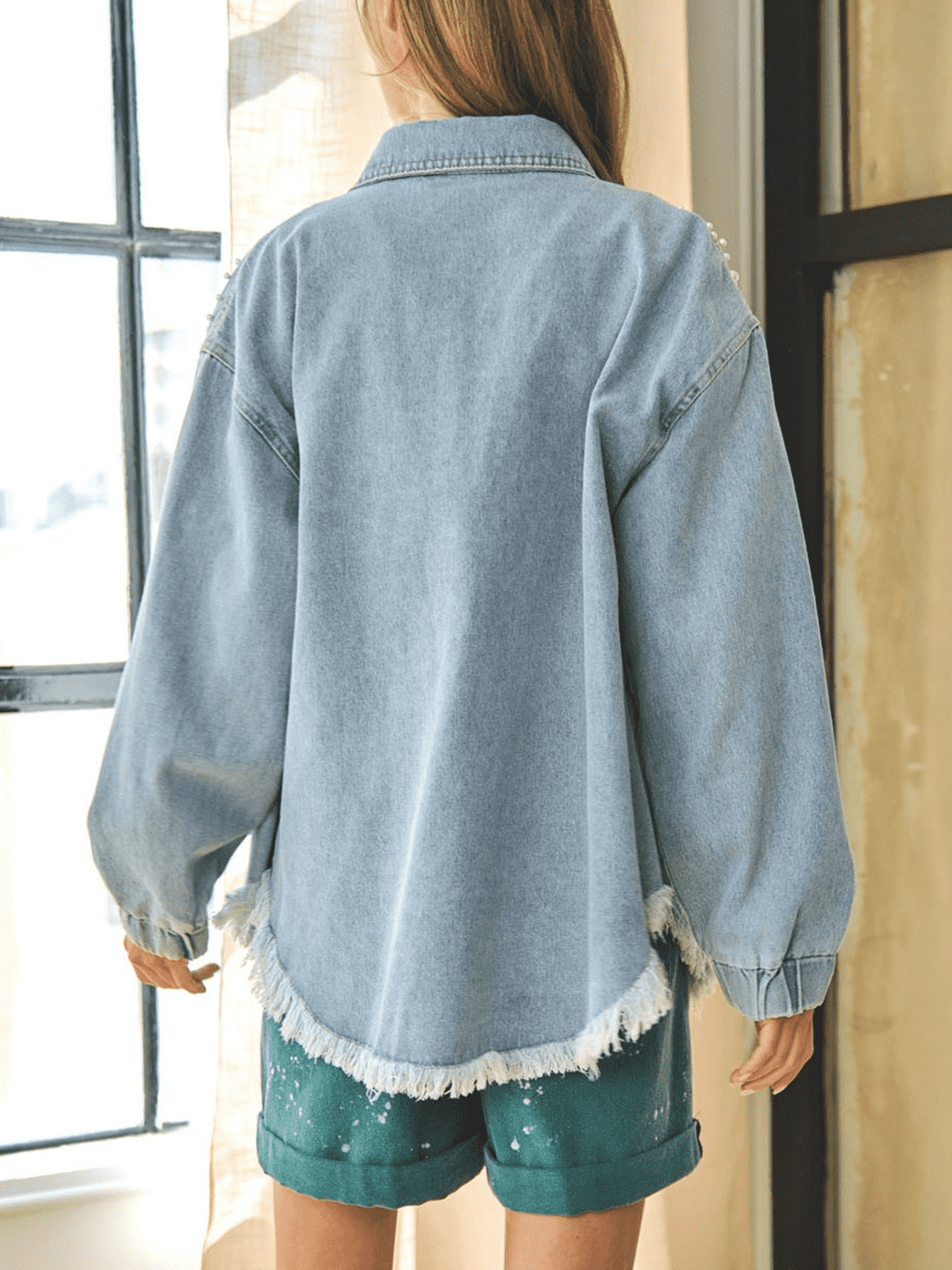 Blingy Raw Hem Denim Jacket
