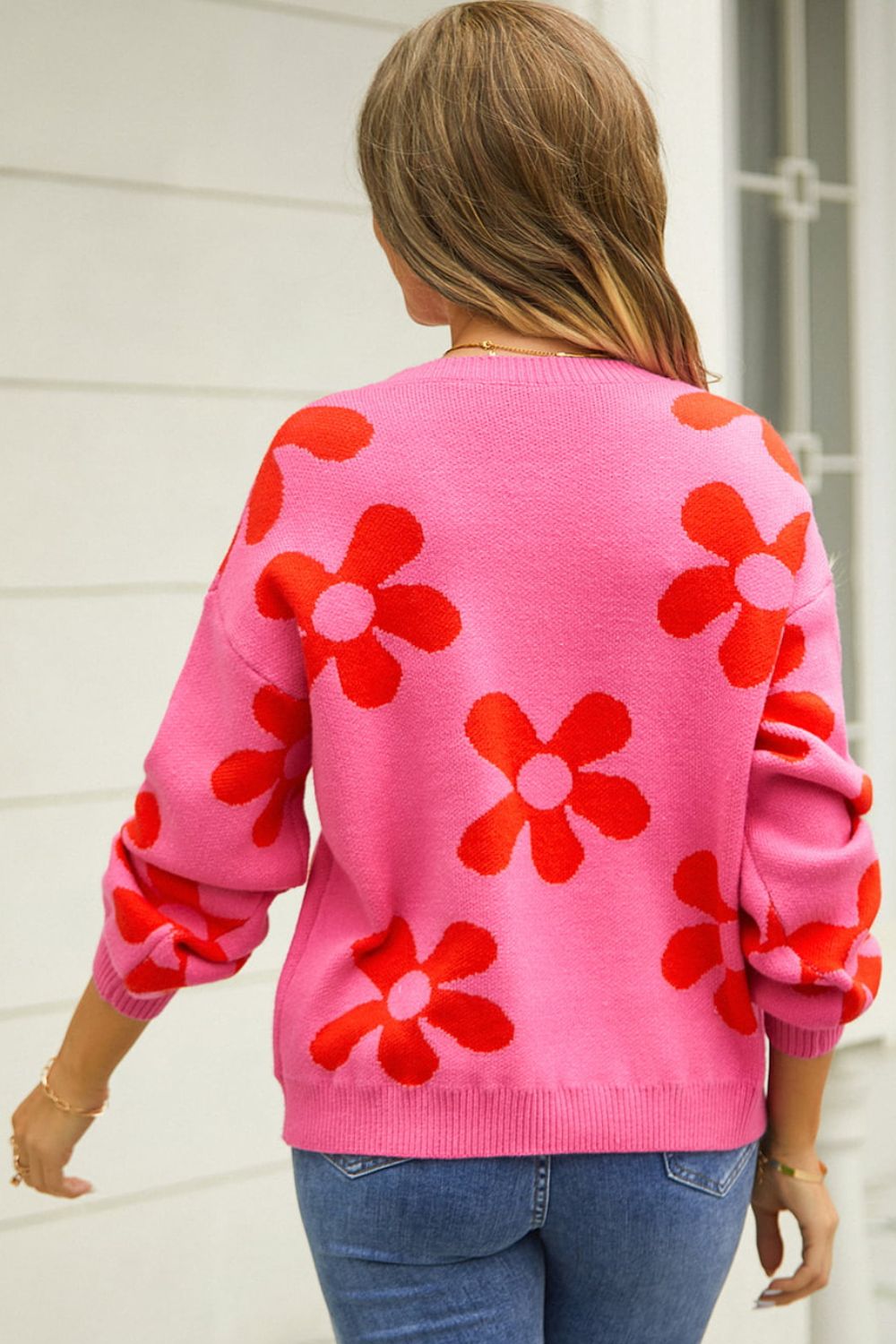 Floral Print Pullover Sweater