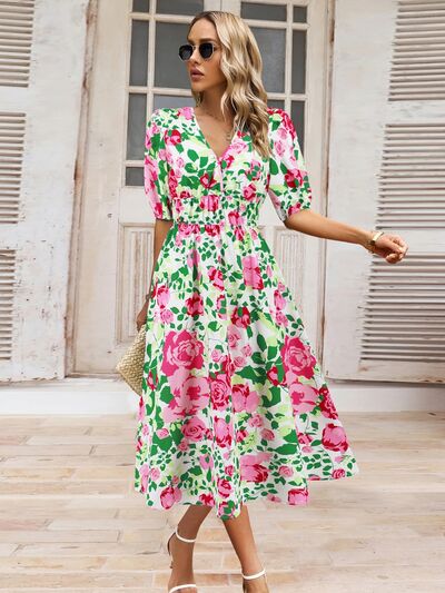 Printed Short Sleeve Dress