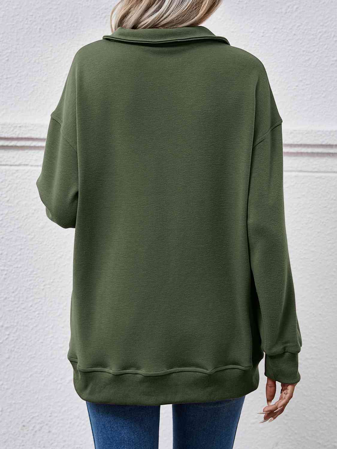 Collared, Dropped Shoulder Sweatshirt