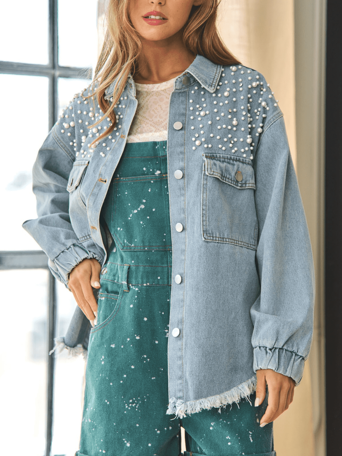 Blingy Raw Hem Denim Jacket