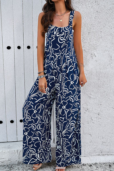 Wide Strap Jumpsuit with Pockets