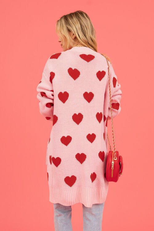 Heart Graphic Cardigan with Pockets