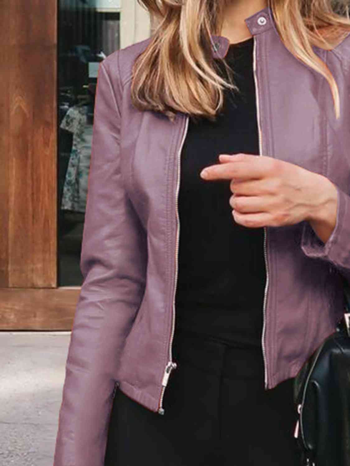 Mock Leather Zip Up Jacket