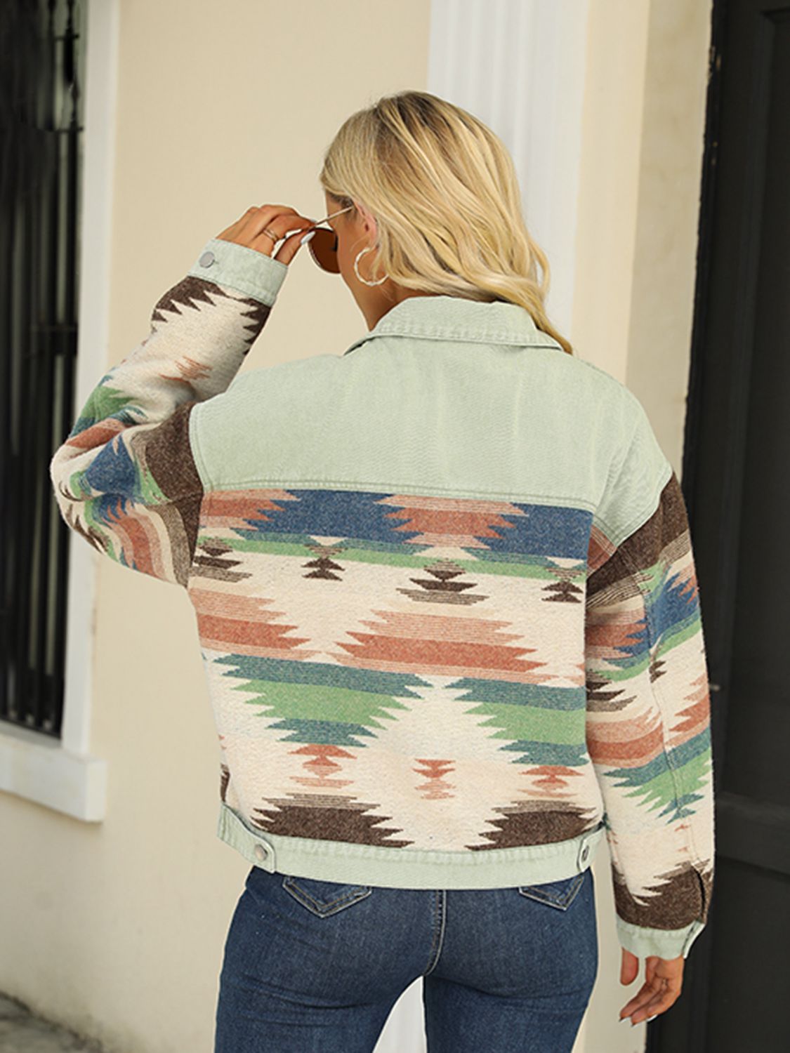 Aztec Printed Denim Jacket