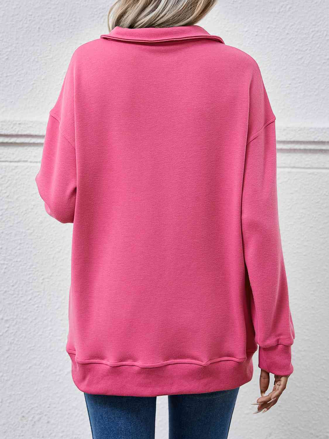 Collared, Dropped Shoulder Sweatshirt