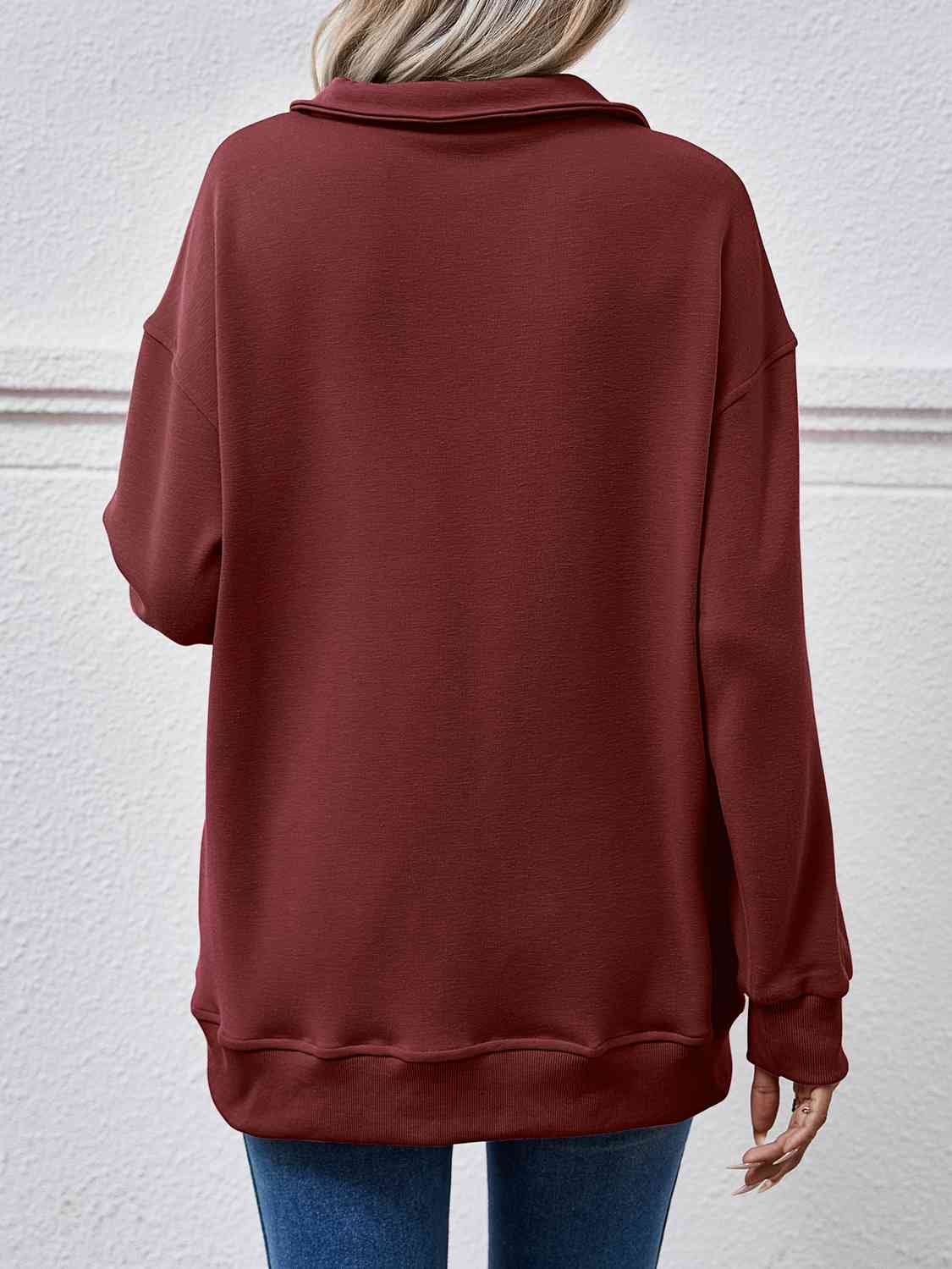 Collared, Dropped Shoulder Sweatshirt