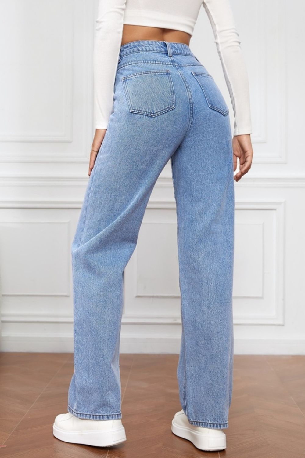 High Waist Straight Denim Jeans