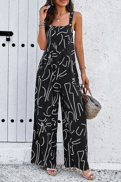 Wide Strap Jumpsuit with Pockets
