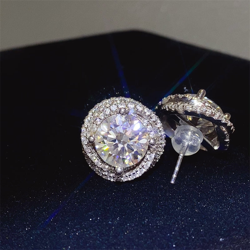 Stunning 6 Carat Moissanite 925 Sterling Silver Earrings