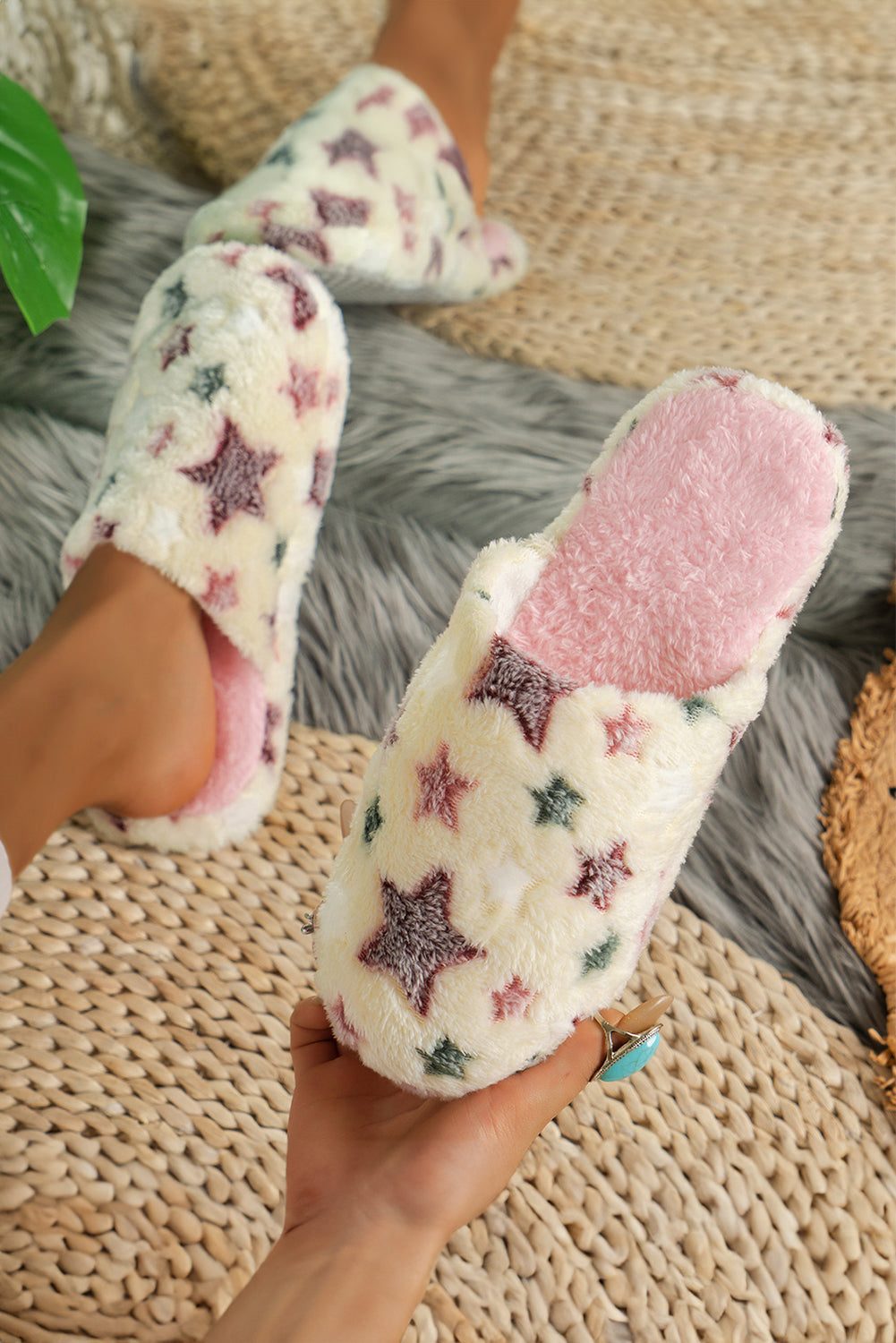 Star Plush Slippers