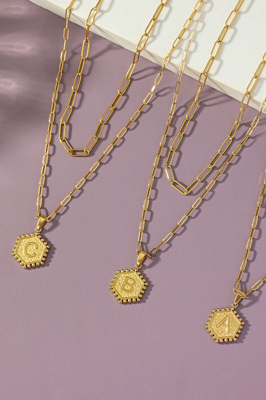 Double Row Paperclip Initial Necklace