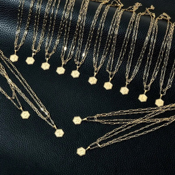 Double Row Paperclip Initial Necklace