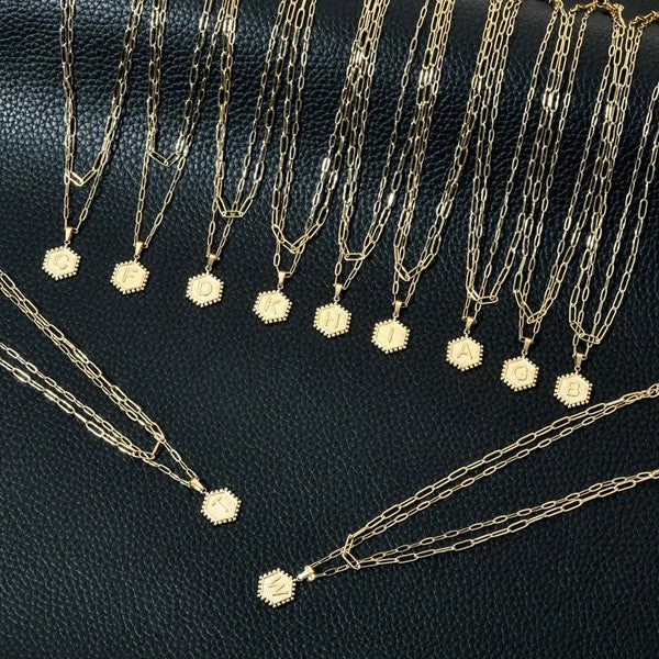 Double Row Paperclip Initial Necklace
