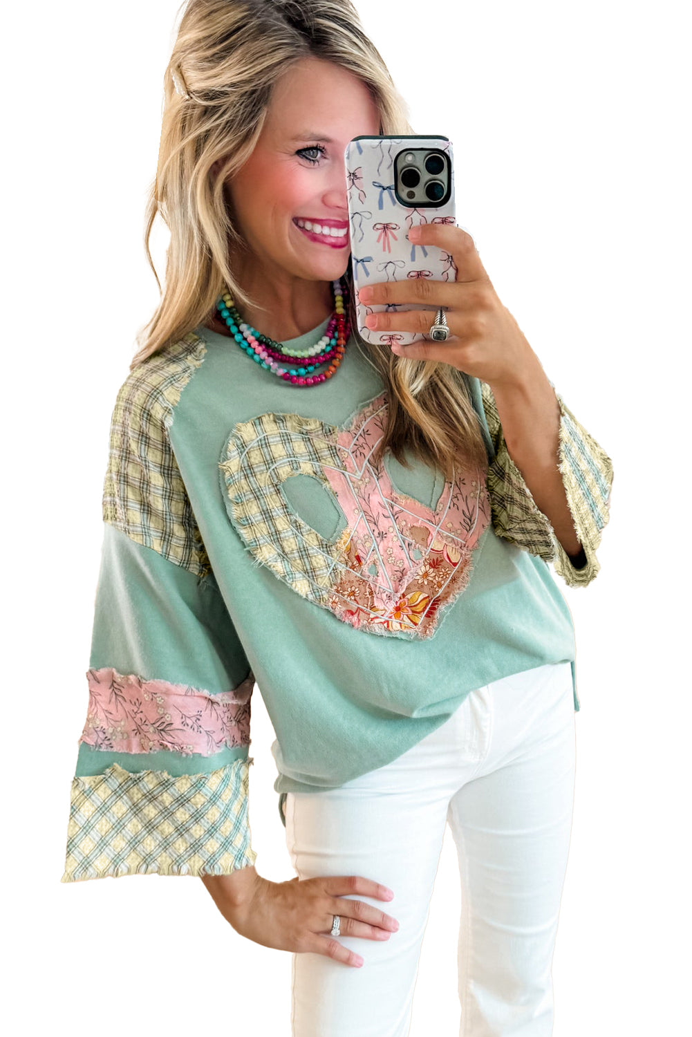 Patchwork Heart Long Sleeve Top