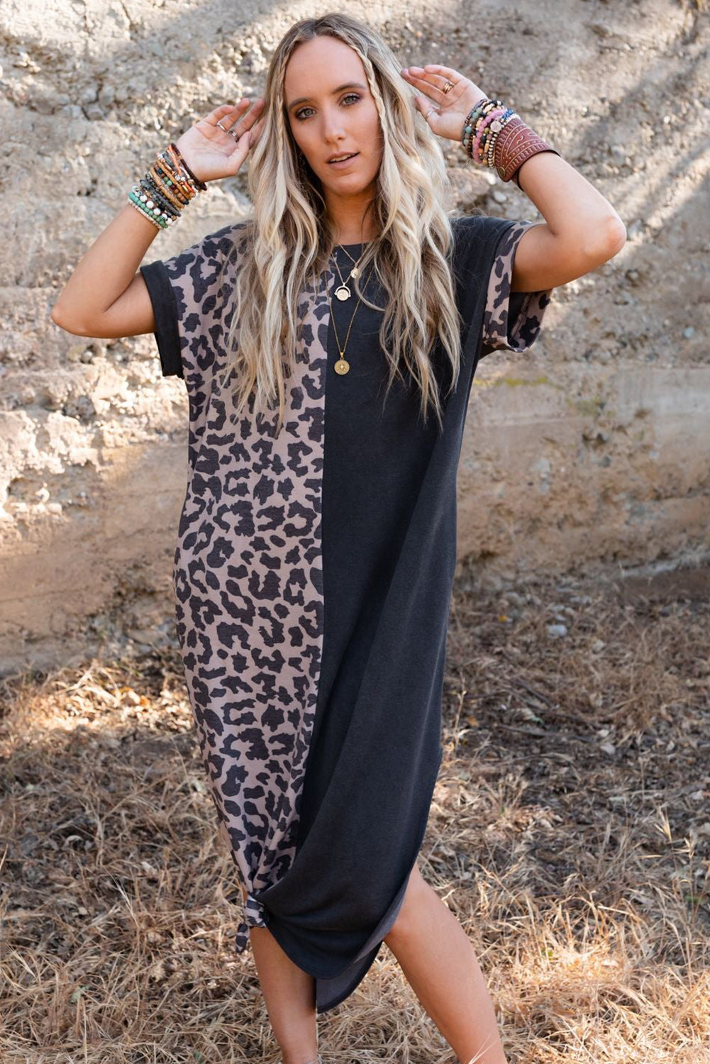 Leopard Patchwork T-Shirt Dress