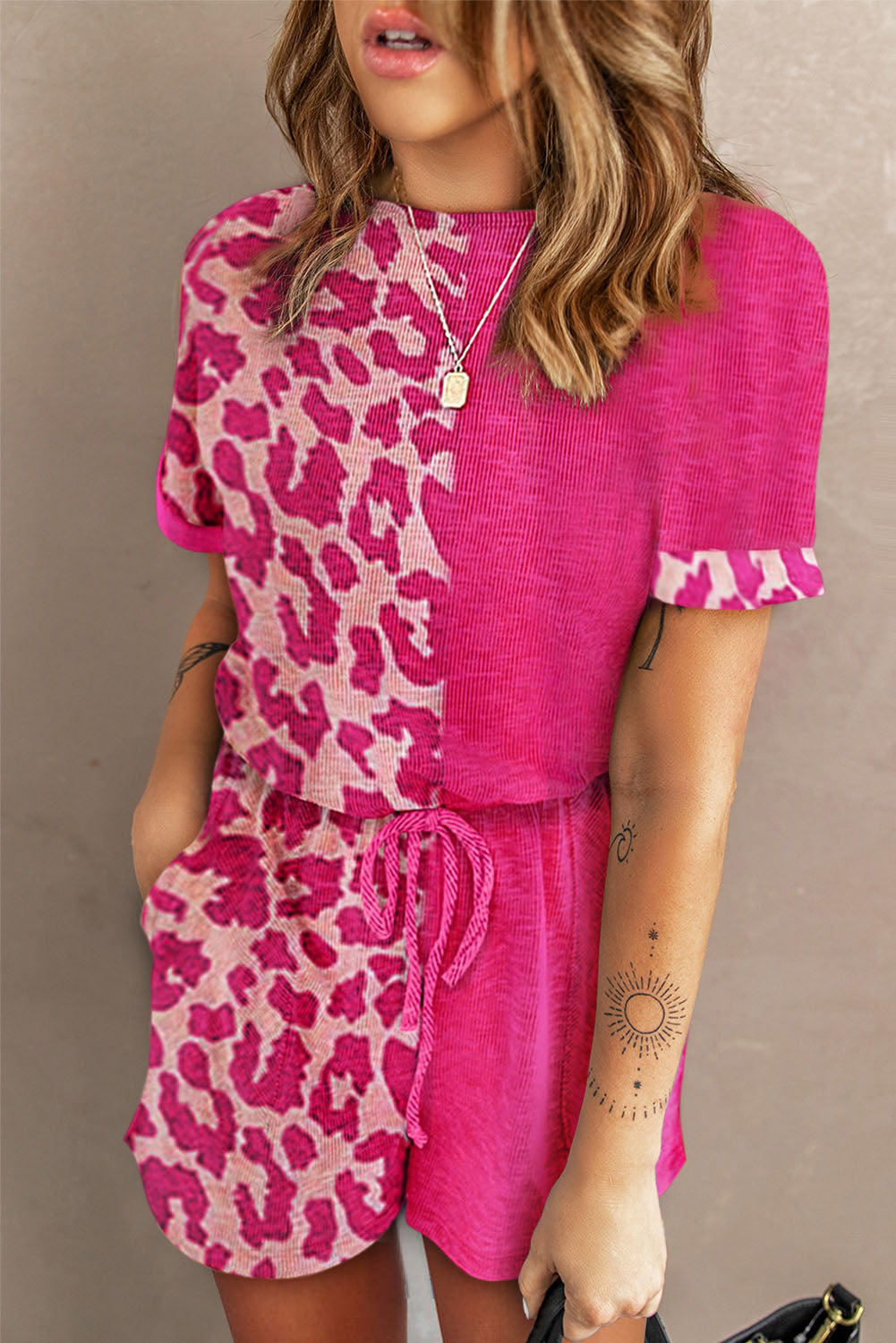 Leopard Patchwork T-Shirt Dress