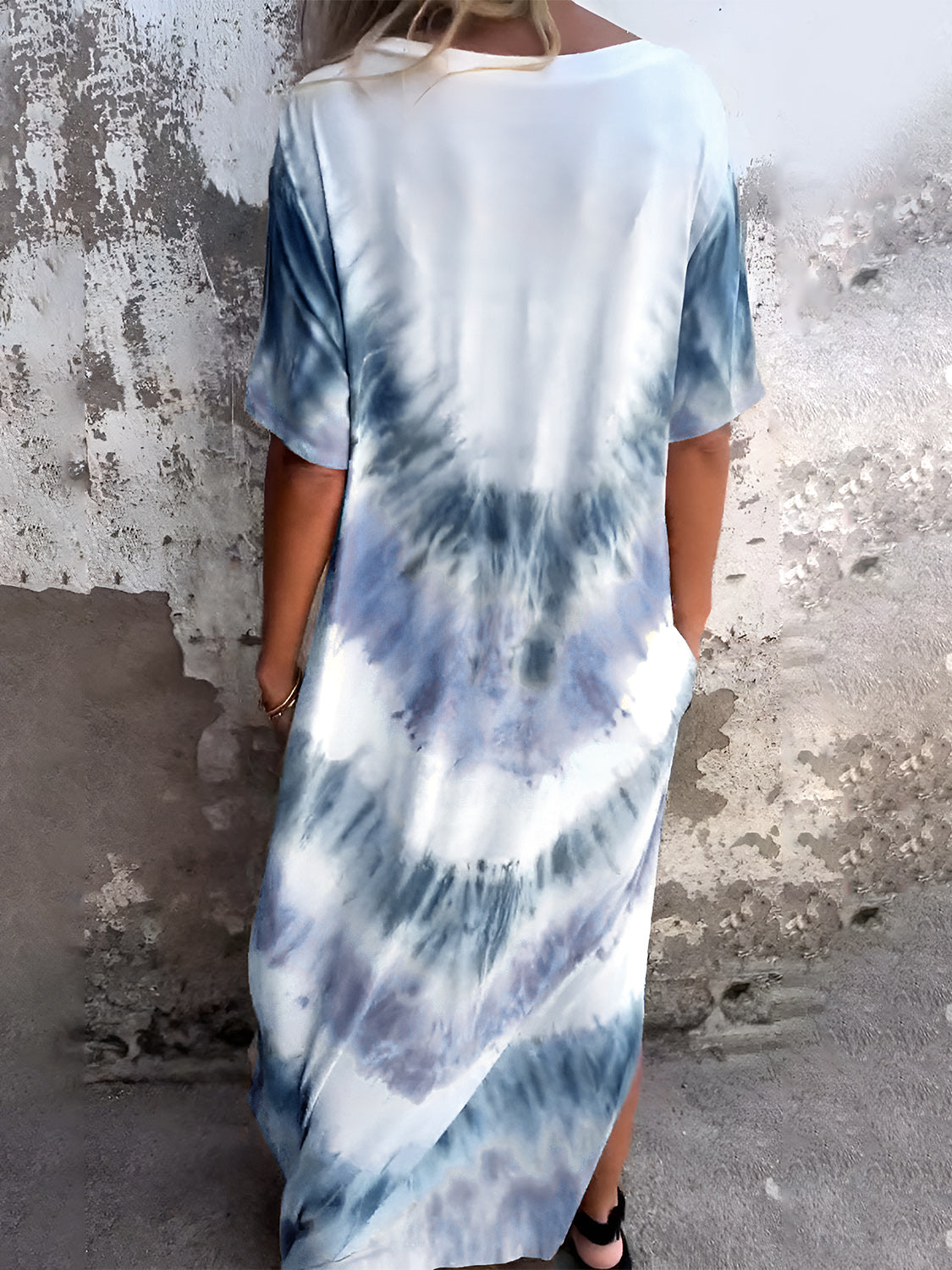 Tie-Dye Short Sleeve Maxi Dress