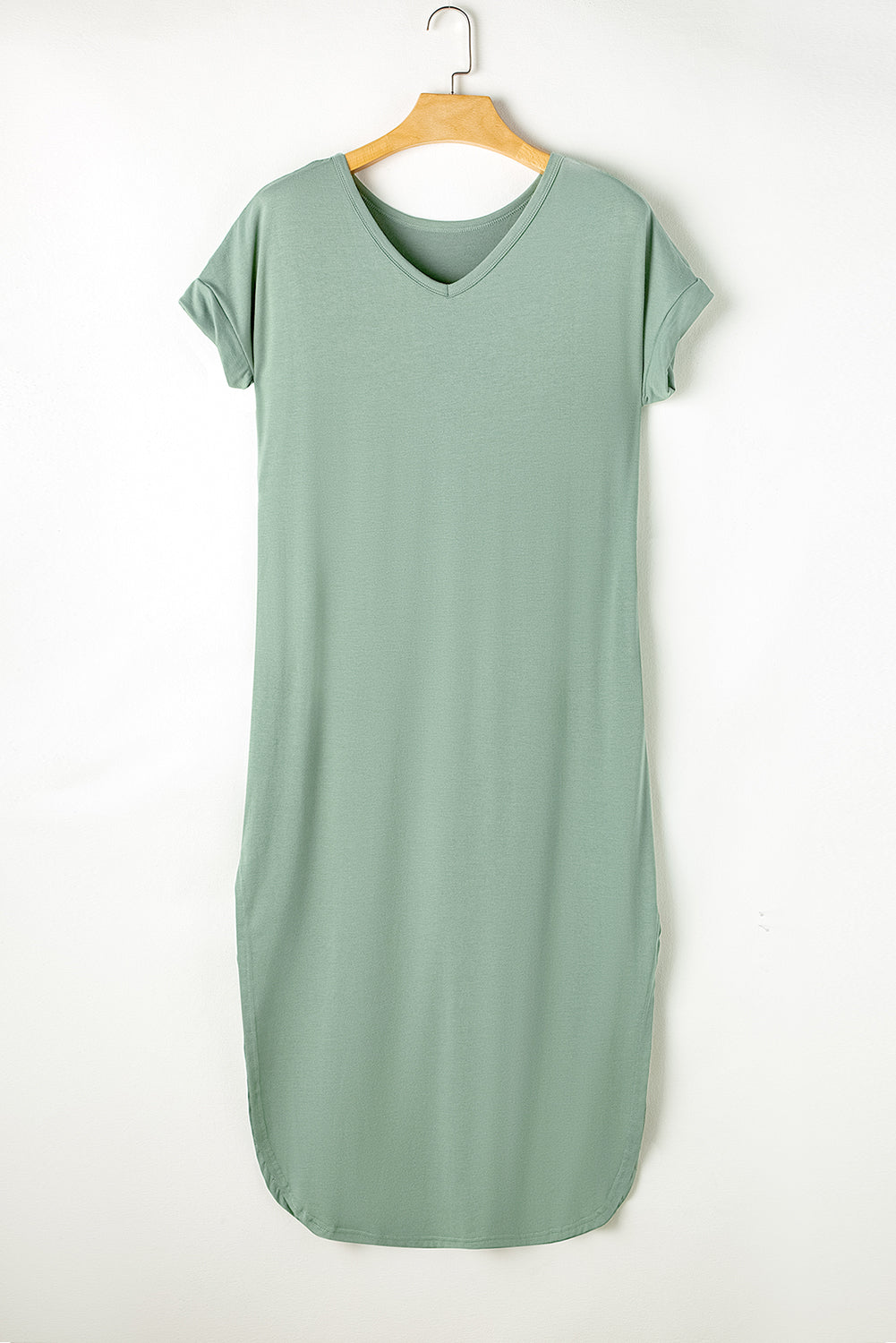 V Neck Maxi T-shirt Dress with Pockets