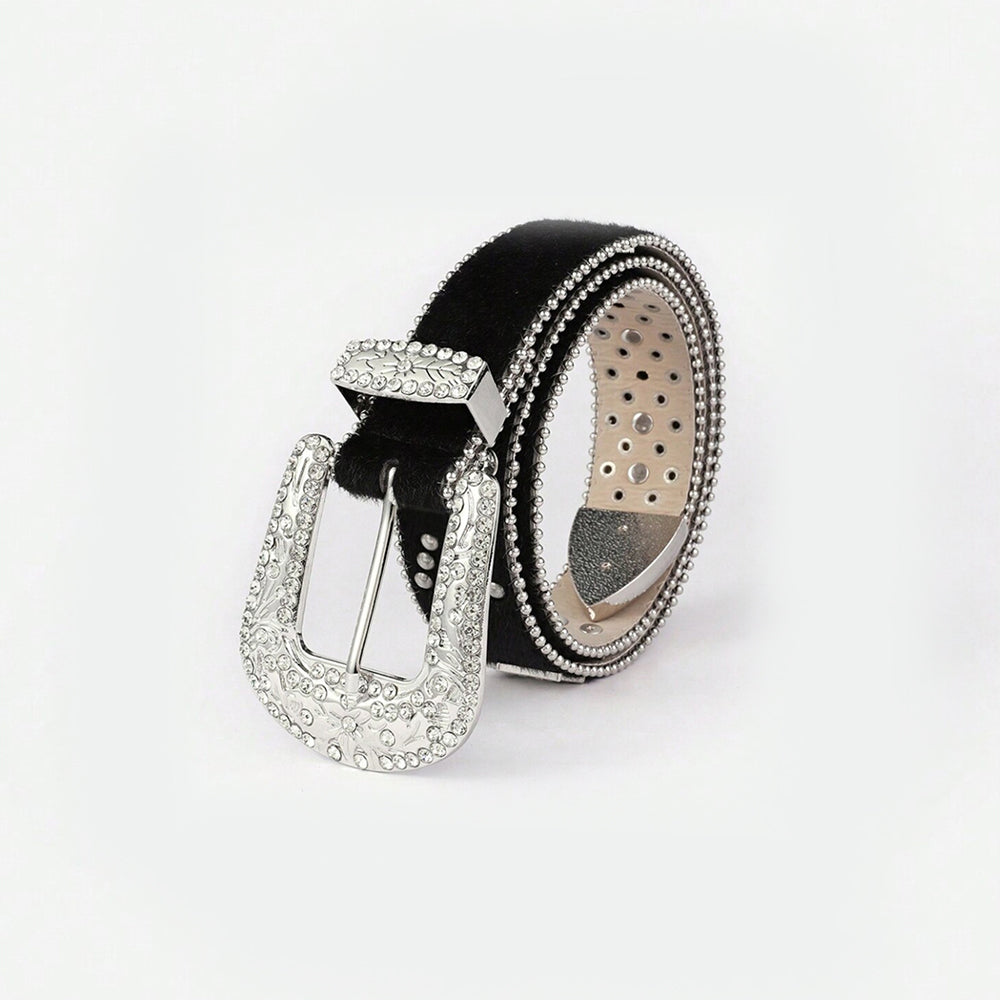 Leather-like Inlaid Rhinestone Belt