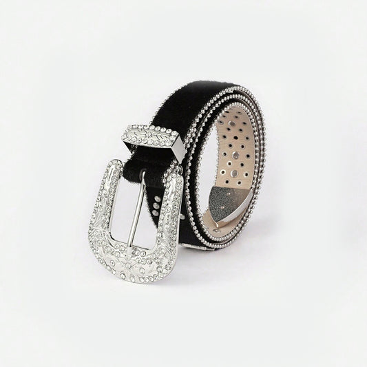 Leather-like Inlaid Rhinestone Belt