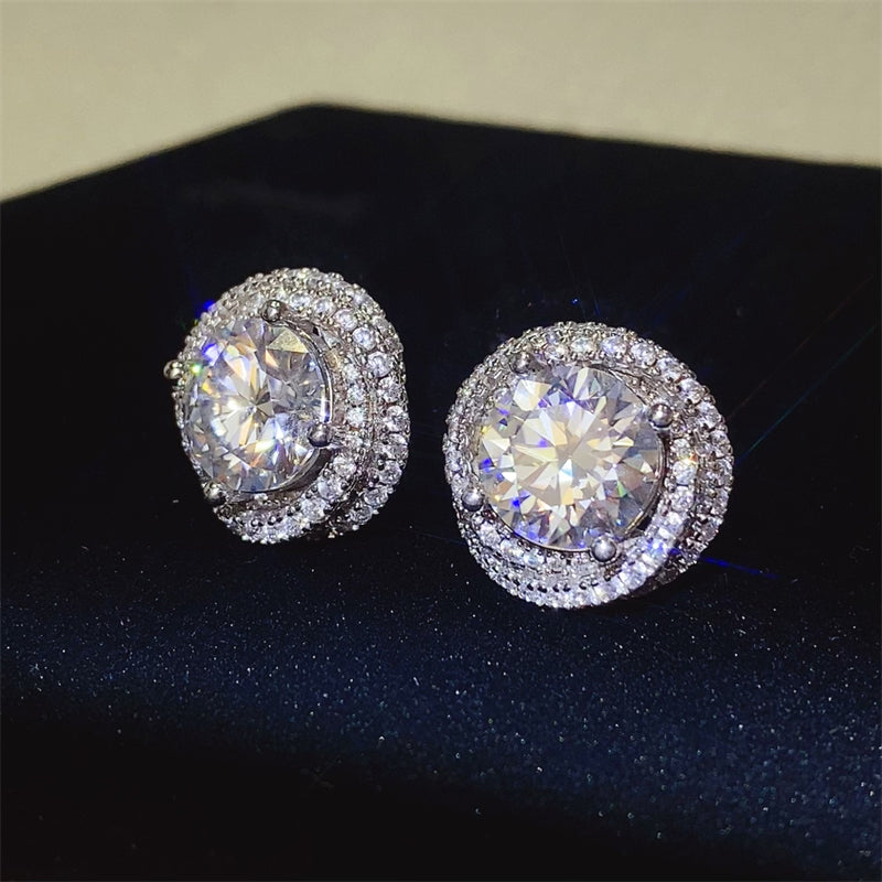 Stunning 6 Carat Moissanite 925 Sterling Silver Earrings