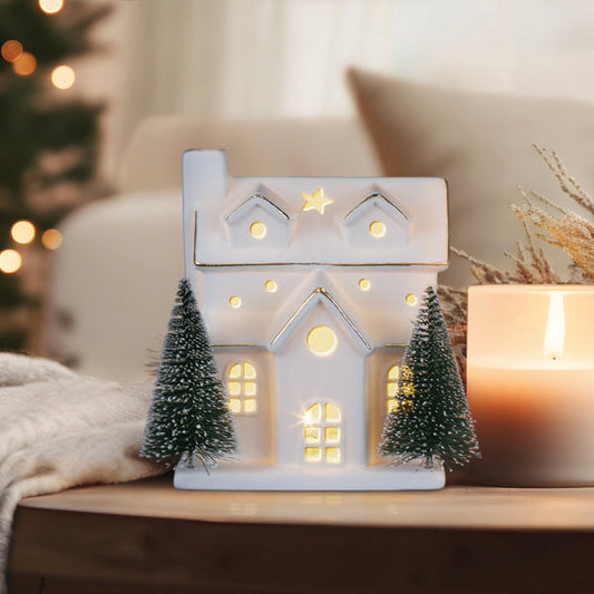 Lit Ceramic House With Trees by Old World Christmas