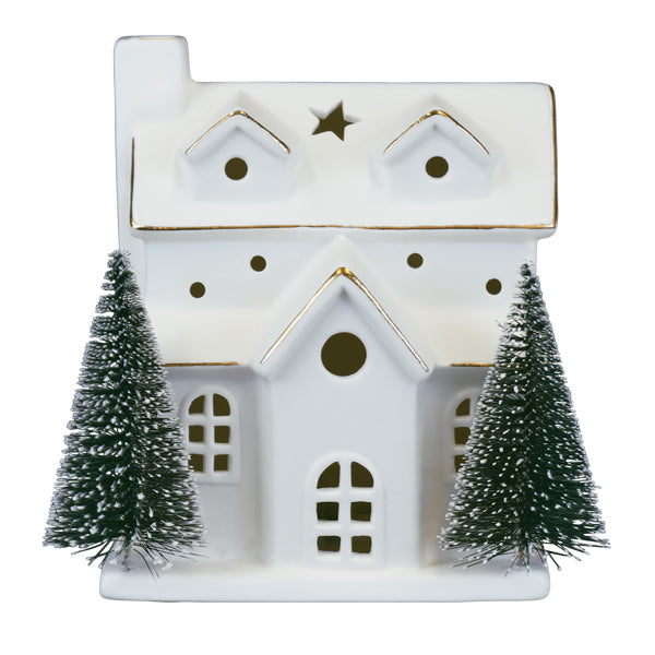 Lit Ceramic House With Trees by Old World Christmas