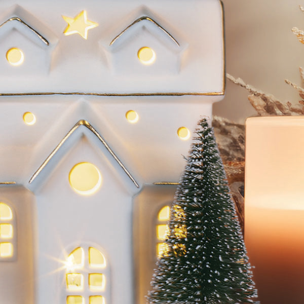 Lit Ceramic House With Trees by Old World Christmas