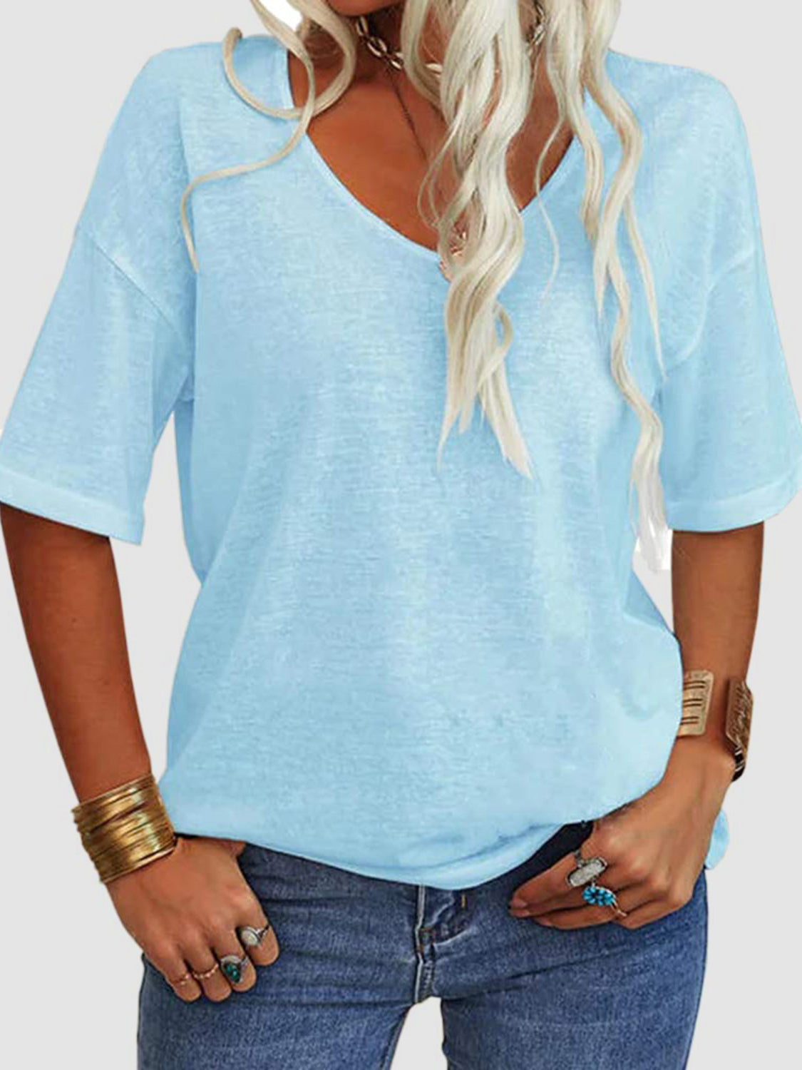 V-Neck Half Sleeve T-Shirt