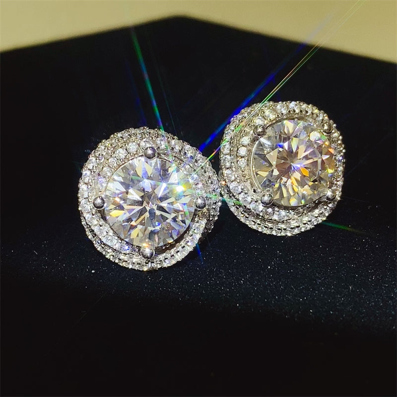 Stunning 6 Carat Moissanite 925 Sterling Silver Earrings